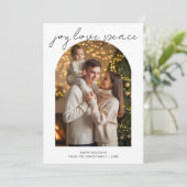 喜び 愛 平和 かわいい ファミリー クリスマス カード (スタンド正面)