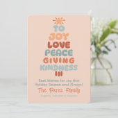 喜び 愛 平和 ツリー シングル フォト ホリデー カード (スタンド正面)