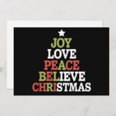 喜び 愛 平和 信じる クリスマスツリー 家族 シーズンカード (正面/裏面)