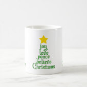 喜び、愛、平和、信じクリスマス コーヒーマグカップ (中央)