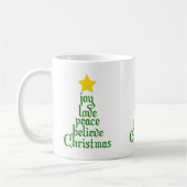 喜び、愛、平和、信じクリスマス コーヒーマグカップ (左)
