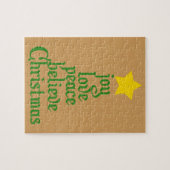 喜び、愛、平和、信じクリスマス ジグソーパズル (横)