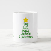 喜び、愛、平和、信じクリスマス ジャンボコーヒーマグカップ (正面)
