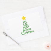 喜び、愛、平和、信じクリスマス 長方形シール (封筒)