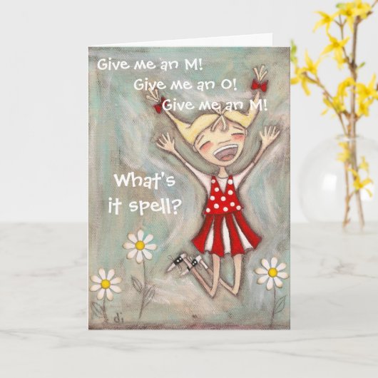 喜び-母の日カードのために跳んで下さい カード (黄色い花)