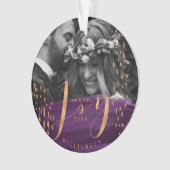 喜び |深い紫色の水彩新着水の写真 オーナメント (正面)