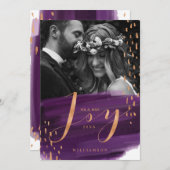 喜び |深い紫色の水彩新着水の写真 シーズンカード (正面/裏面)