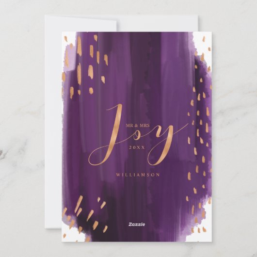 喜び |深い紫色の水彩新着水の写真 シーズンカード (裏面)