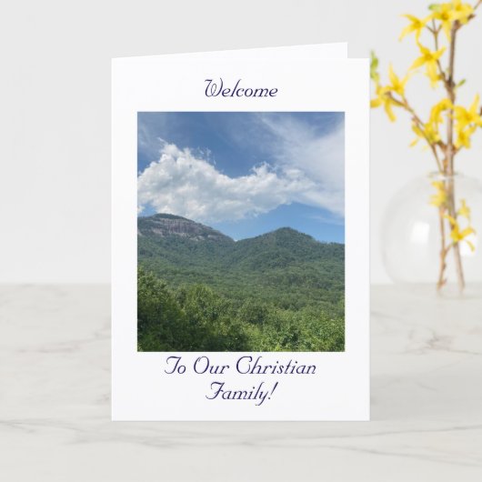 喜び、私たちのクリスチャン家族へようこそ、カード カード (黄色い花)