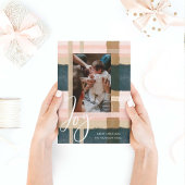 喜び |緑モダンとピンクの水の色の格子模様の写真 シーズンカード