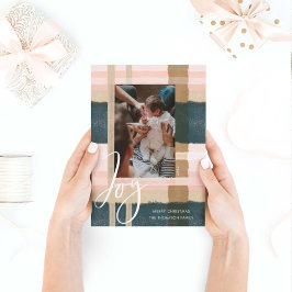 喜び |緑モダンとピンクの水の色の格子模様の写真 シーズンカード