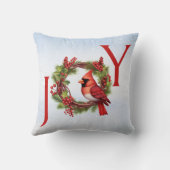 喜び |赤いリースの水色(鳥)ショウジョウコウカンチョウ クッション (裏面)