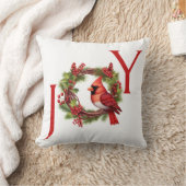 喜び |赤いリースの水色(鳥)ショウジョウコウカンチョウ クッション (ブランケット)