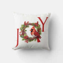 喜び |赤いリースの水色（鳥）ショウジョウコウカンチョウ クッション