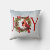 喜び |赤いリースの水色（鳥）ショウジョウコウカンチョウ クッション (裏面)
