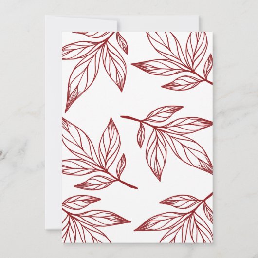 喜び 赤い額縁の写真 冬の葉っぱ クリスマス 招待状 (裏面)