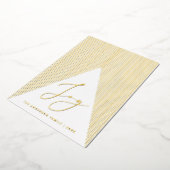 喜び。金ゴールドのモダン幾何学的な冬木 箔シーズンカード (回転した状態)