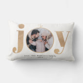 喜び | 金ゴールドエレガントオーナメントクリスマス家族の写真 ランバークッション (正面)