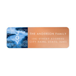 喜び |青モダンと銅の休日の住所 ラベル