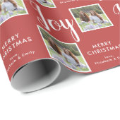 喜び | 2フォトレッドクリスマスホリデー ラッピングペーパー (ロールコーナー)