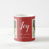 喜び | 2枚の写真レッドクリスマスホリデー コーヒーマグカップ (中央)