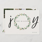 喜び | 3フォトファミリークリスマスグリーティングカード シーズンカード (正面/裏面)