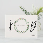 喜び | 3フォトファミリークリスマスグリーティングカード シーズンカード (スタンド正面)