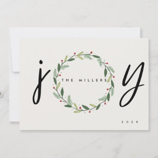 喜び | 3フォトファミリークリスマスグリーティングカード シーズンカード