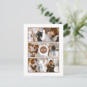 喜び | 6枚モダンの写真ファミリークリスマスグリーティング ポストカード (スタンド正面)