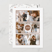 喜び | 6枚モダンの写真ファミリークリスマスグリーティング ポストカード (正面/裏面)