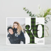 喜び | Green Buffalo Plaidフォトホリデー 招待状 (スタンド正面)