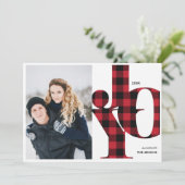 喜び | Red Buffalo Plaid Photo Holiday 招待状 (スタンド正面)