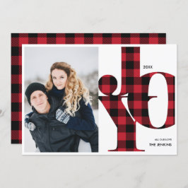 喜び | Red Buffalo Plaid Photo Holiday 招待状