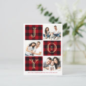 喜び | Red Plaid Photo Collageクリスマスホリデー ポストカード (スタンド正面)