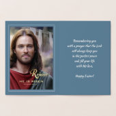 喜ぶ。イエス様は立ち上がった。宗教復活祭 箔カード (内部)