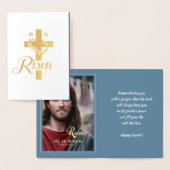 喜ぶ。イエス様は立ち上がった。宗教復活祭 箔カード (ディスプレー)