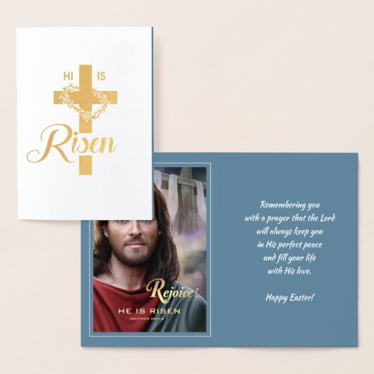 喜ぶ。イエス様は立ち上がった。宗教復活祭 箔カード (ディスプレー)
