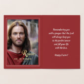 喜ぶ。イエス様は立ち上がった。宗教復活祭 箔カード (内部)