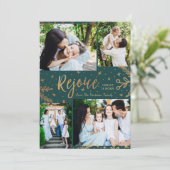 喜ぶ |コラージュのクリスマスカード |ホイルフェイクグリーン シーズンカード (スタンド正面)