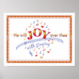 「喜ぶ…」 聖書の引用文と音符 ポスター