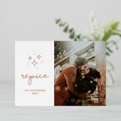 喜ぶ。金ゴールドスター/宗教的なクリスマスフォト 箔シーズンカード (立ち正面)