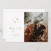 喜ぶ。金ゴールド宗教的なクリスマススクリプト写真Hol シーズンカード (正面/裏面)