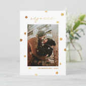 喜ぶ。金ゴールド水玉模様宗教的クリスマス シーズンカード (スタンド正面)