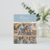 喜ぶ | 4家族写真ブルークリスマス シーズンカード (スタンド正面)