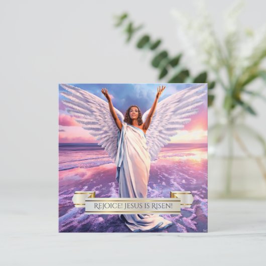 喜べ!イエス様は立ち上がった。宗教的なイースターカード シーズンカード (スタンド正面)