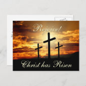 喜べ!キリストは復活し、復活祭の十字架 シーズンポストカード (正面/裏面)