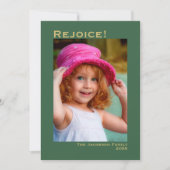 喜べ!ミニマリストのグリーンフォトクリスマス シーズンカード (正面)