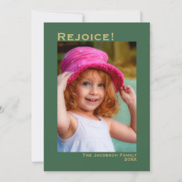 喜べ！ミニマリストのグリーンフォトクリスマス シーズンカード