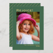 喜べ!ミニマリストのグリーンフォトクリスマス シーズンカード (正面/裏面)