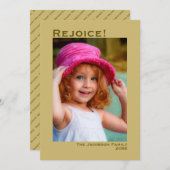 喜べ！ミニマル金ゴールド写真クリスマス シーズンカード (正面/裏面)